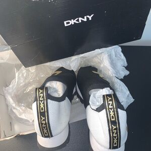 DKNY Black and White Shoes with Gold Details